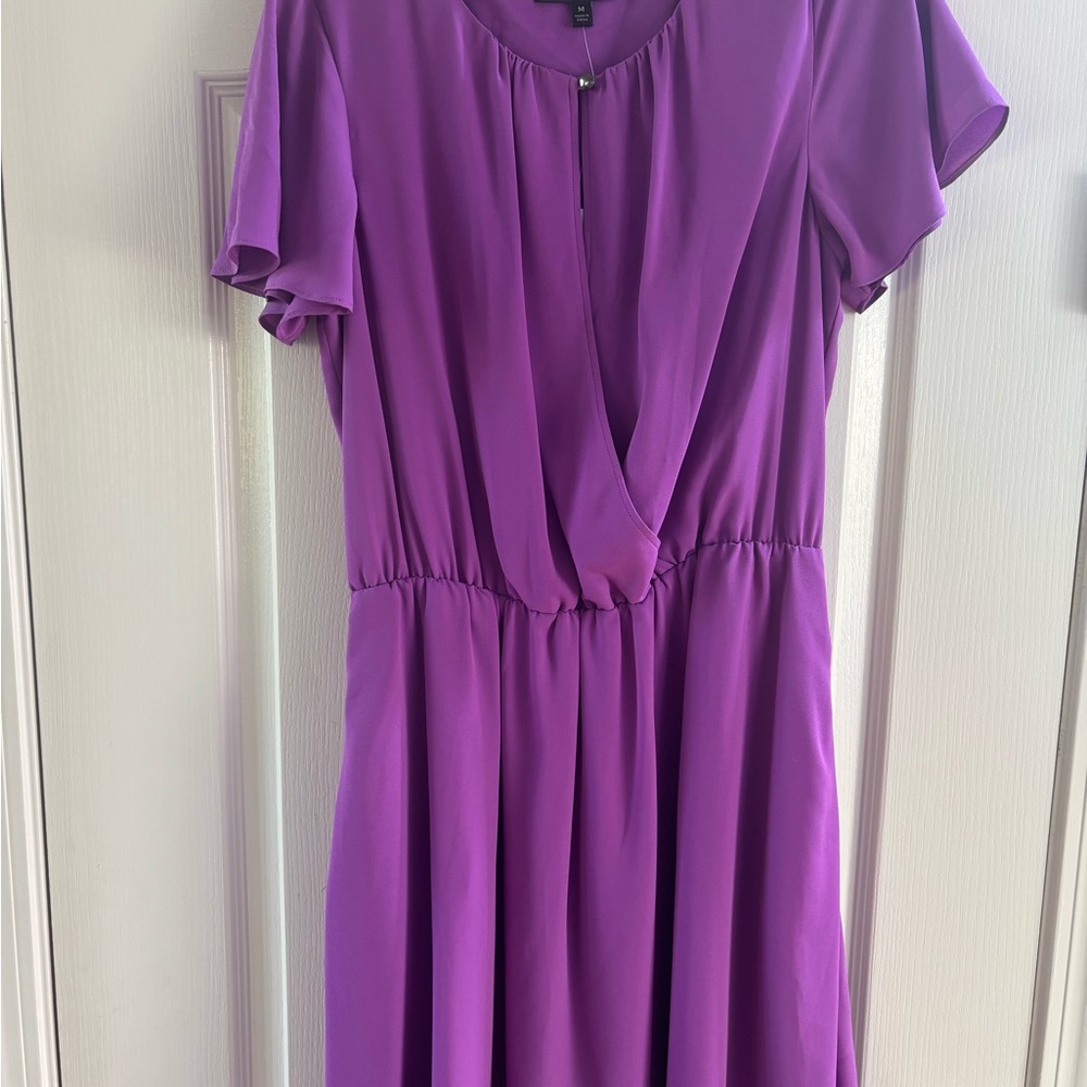 Elegant Purple Women's Dress with flutter sleeves